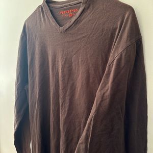 velvet Men Long sleeves tee Size X-Large Brown XL